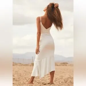 white mock neck midi dress Thermal Shapewear Midi Dress | Long Sleeve Tummy Control